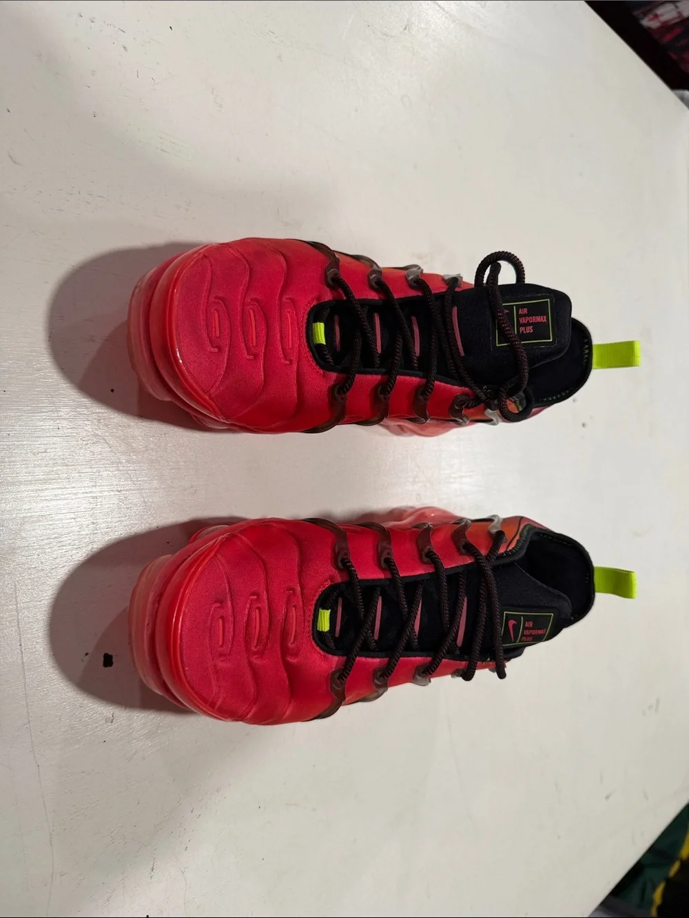 Nike Kids Sneakers in Red with Black and Neon Yellow Accents